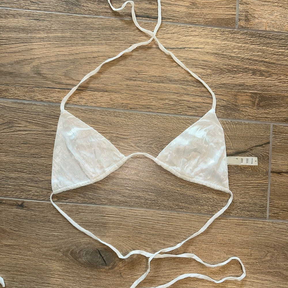 SKIMS Cream Silk Bralette with Logo